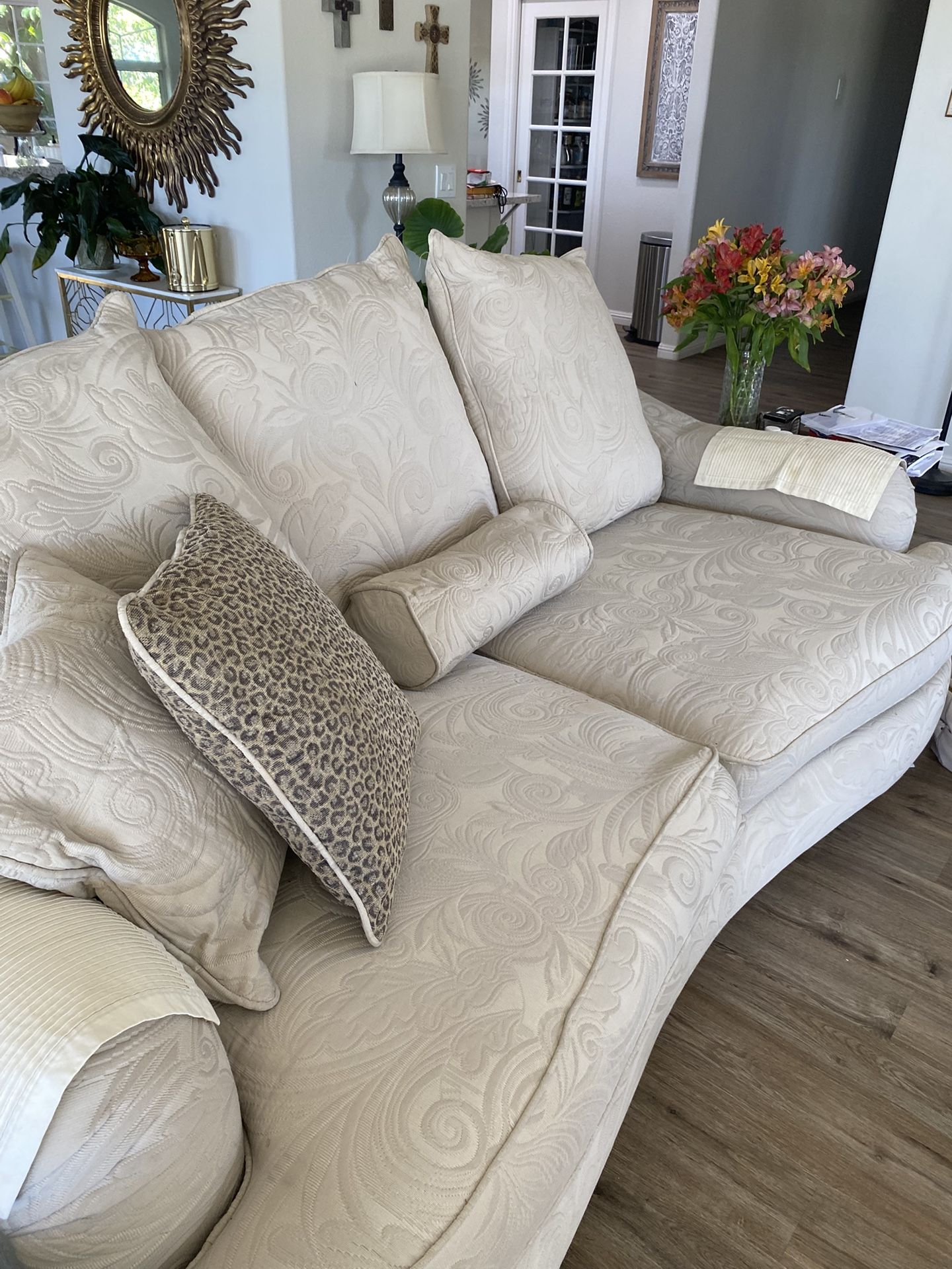 Sofa and chair with ottoman