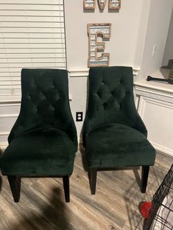 Two Emerald Green Accent Chairs