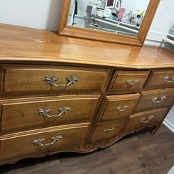 Wooden Dresser with Mirror 