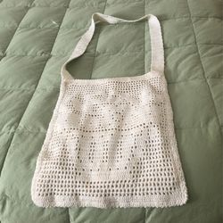 Lined Crochet Bag. W13” H 15”. Strap 38”