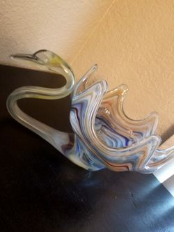 Vintage blown glass swan dish