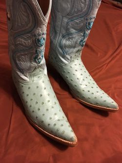 Cowboys leather boots color: Baby blue Size 11