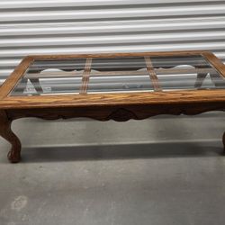 Solid Oak Coffee Table And Two End Tables