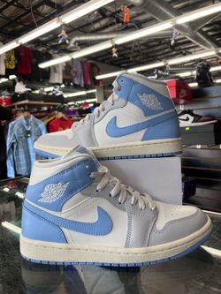 Women’s Air Jordan 1 Mid Psychic Blue Sail Coconut Milk