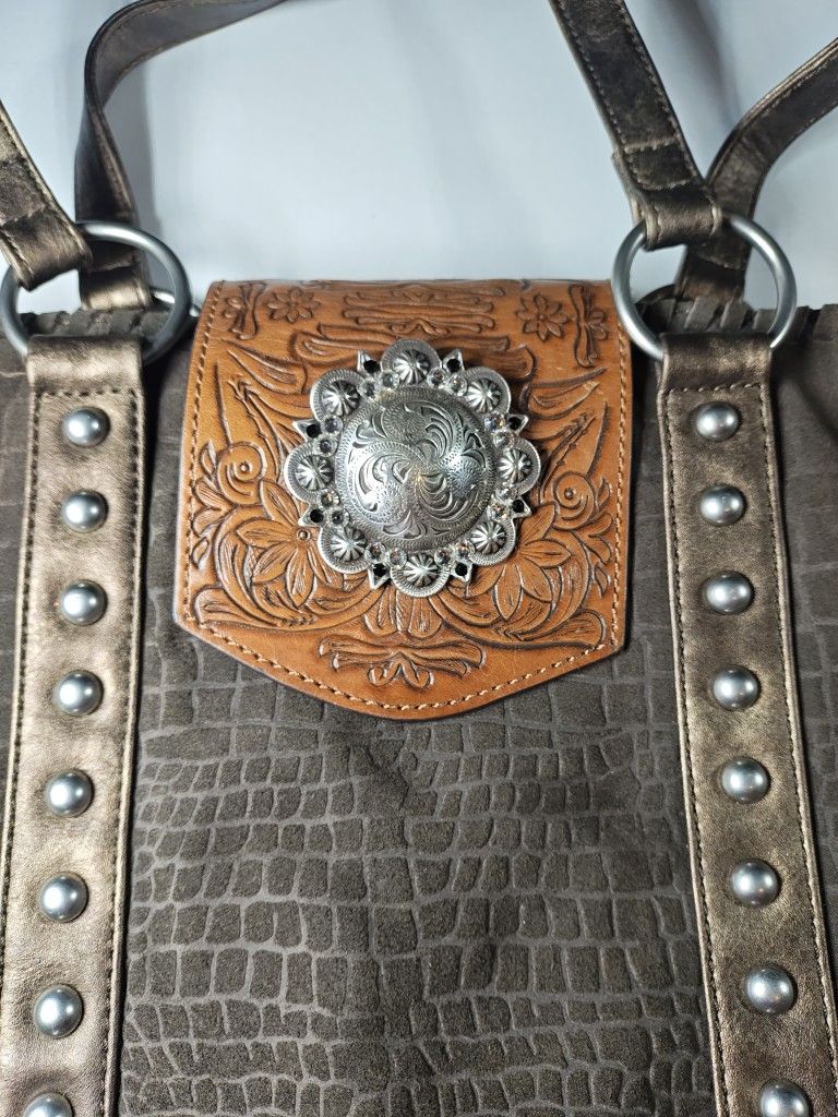 Shyanne Leather Western Crossbody Bag Brown Purse No Strap