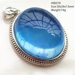 925 Sterling silver, natural aquamarine oval pendant necklace