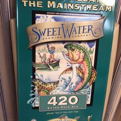Metal sign 26 inches tall by 16 inches wide, USED, SWEET WATER Brewing Company, meet at Exxon at 2428 E Lamar Alexander Parkway Maryville 