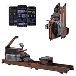  TRUNK Foldable Water Rowing Machine for Home Use, Classic Solid Wood Rower Machine with Bluetooth Monitor Whole Body Exercise Cardio Training