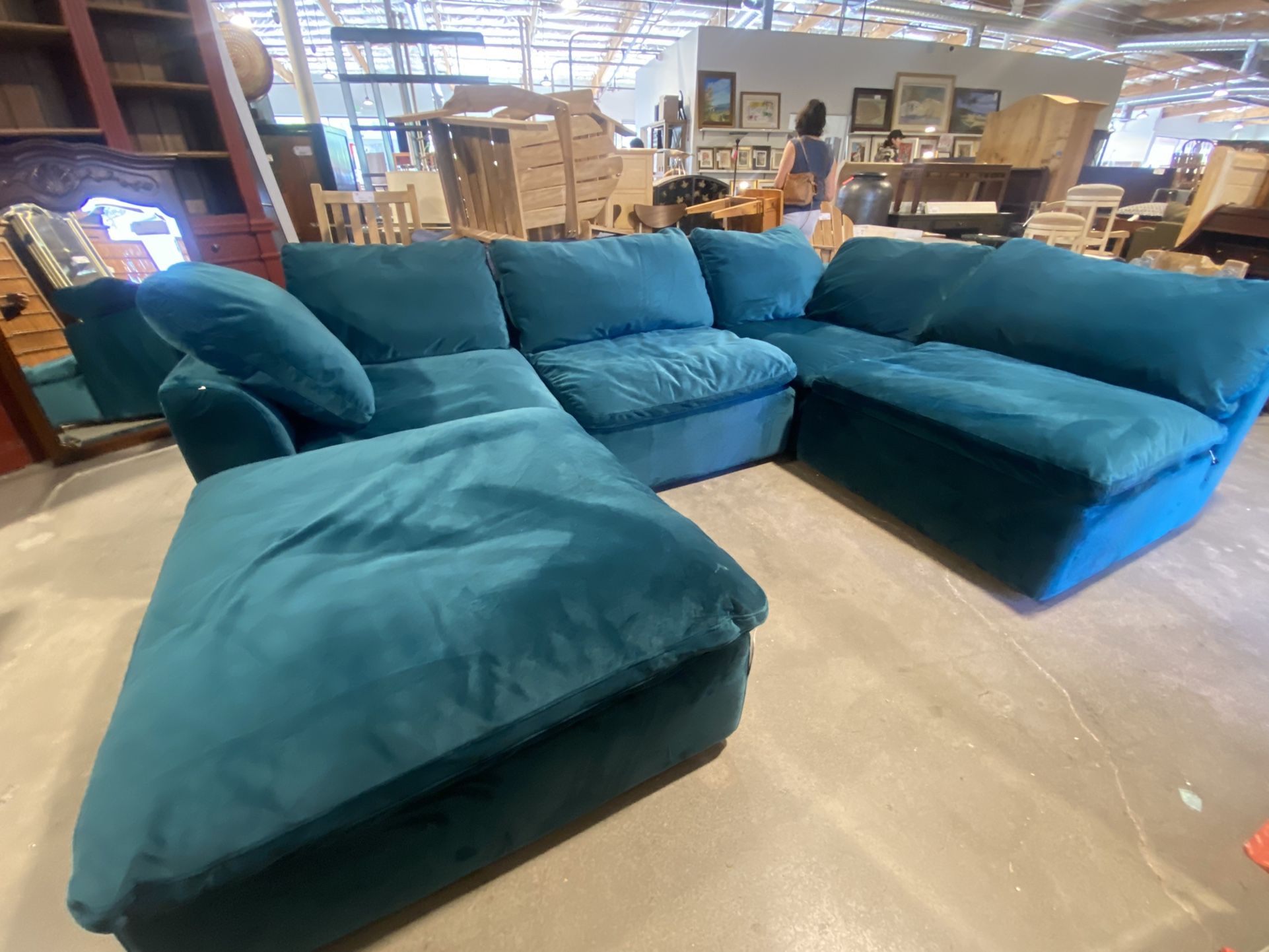 Joybird Bryant U Modular Sectional Royale Peacock Retail $6000+ Mcm Mid Century Modern