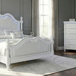 Brand New White Upscale 4pc Queen Bedroom Set (Available In Eastern King)