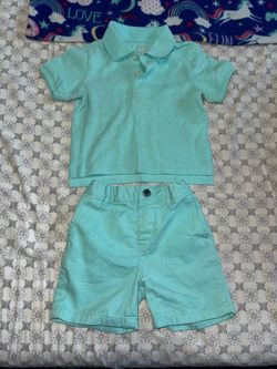 Toddler Boy Mint Polo Shirt and Shorts Set