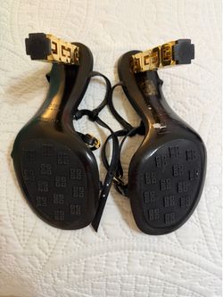 Authentic Givenchy Sandals Size 37.5 Black & Gold Luxury Designer