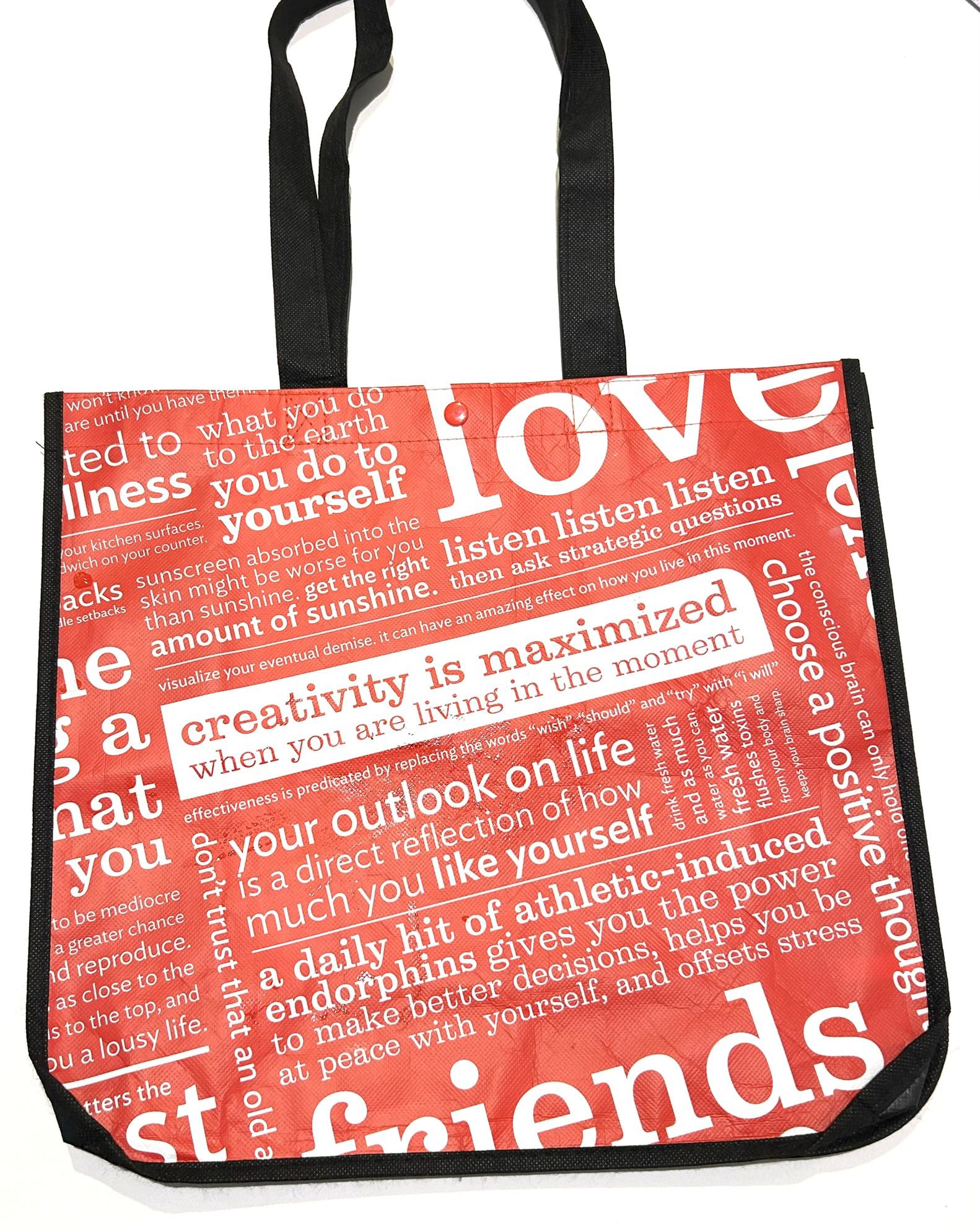 Lululemon Resuable Shopping Tote Bag Large 16”x 14” Red/ White/ Black