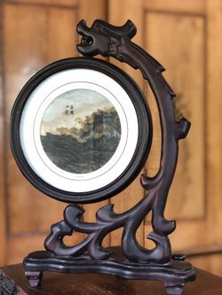 Stone art work signed on Dragon frame