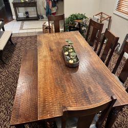 Solid Wood Table 5 Chairs And Bench Set