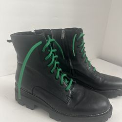 Sam Edelman BlackLeather men’s GARRET PLATFORM COMBAT BOOT with green laces size 11