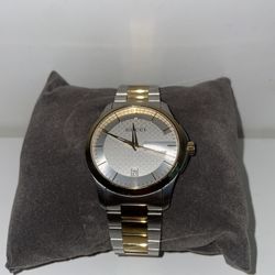Gucci G Timeless Silver Dial Two Tone Steel Strap Watch For Men