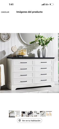 ACCOHOHO 8-Drawer Farmhouse Style Dresser for Bedroom, 52" Wide Rustic Wooden Dresser with Metal Pull Handle, Natural Texture, Drawer Organizer for Be