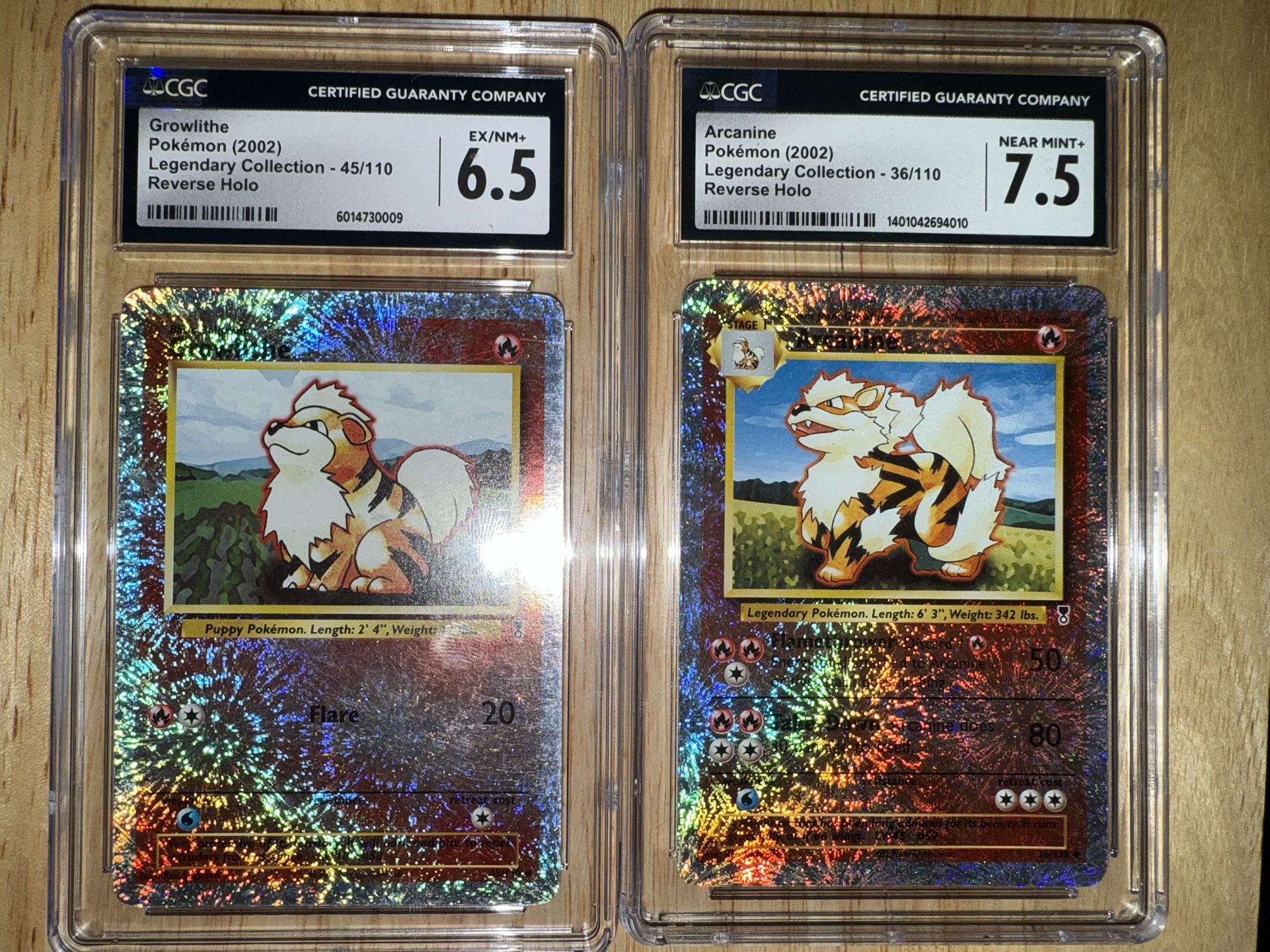 Legendary Reverse Holo Growlithe And Arcanine 