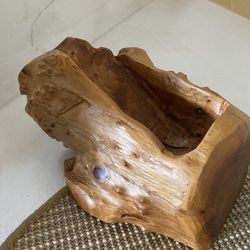 Burl Wood Wine Bottle Holder