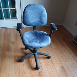 Blue suede adjustable office chair