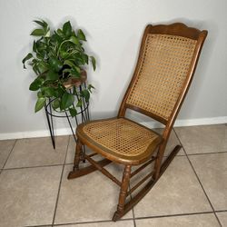 Antique Wood and Wicker Rocking Chair