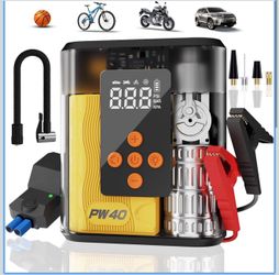 Jump Starter with Air Compressor, 4000A Peak Car Battery Charger, 200 PSI Tire Inflator, Heavy Duty Power Pack for Up to 9.0L Gas, 8.0L Diesel Engines