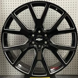 24 26 inch Chevy Silverado Y Spoke Wheels Black Milled Tires Tahoe Yukon Suburban