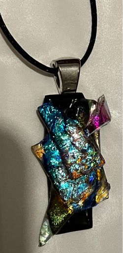Handcrafted Dichroic Glass Pendant Necklace