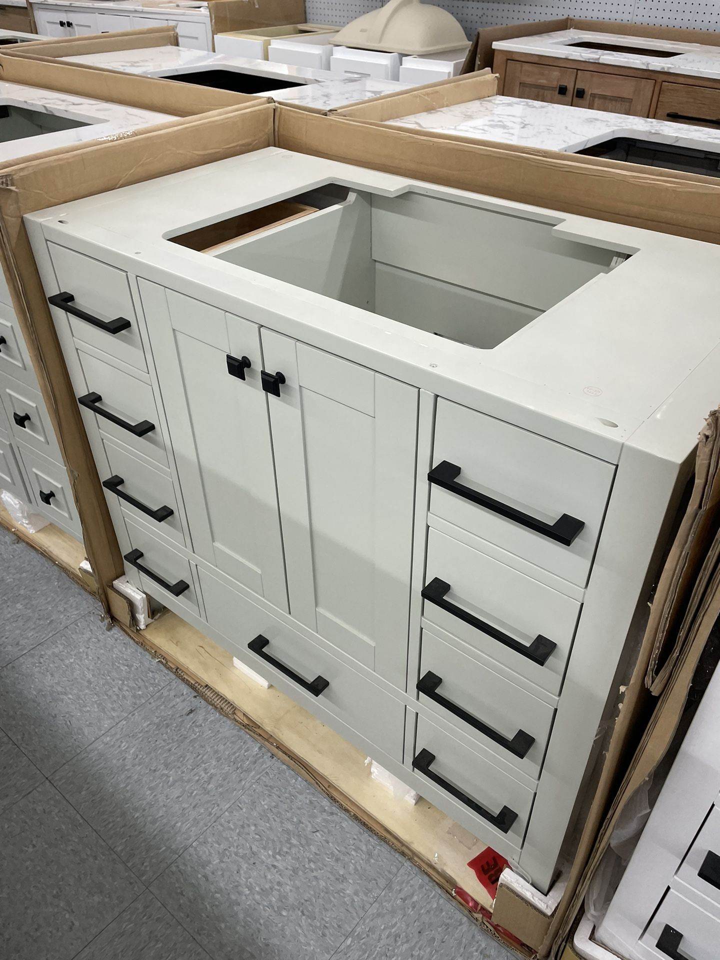 Bathroom Vanity Cabinet 42” Solid Mango Quartz Top With Sink And Backsplash