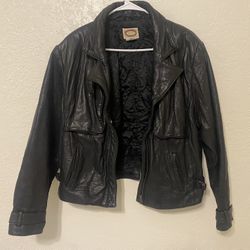 Rare VTG Banana Republic Leather Jacket Korea Mill Valley 80s L Black