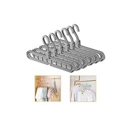 Clothes Hangers Space Save Closet Organize Plastic Suit Pants Coat Skirt Grey 6 pcs