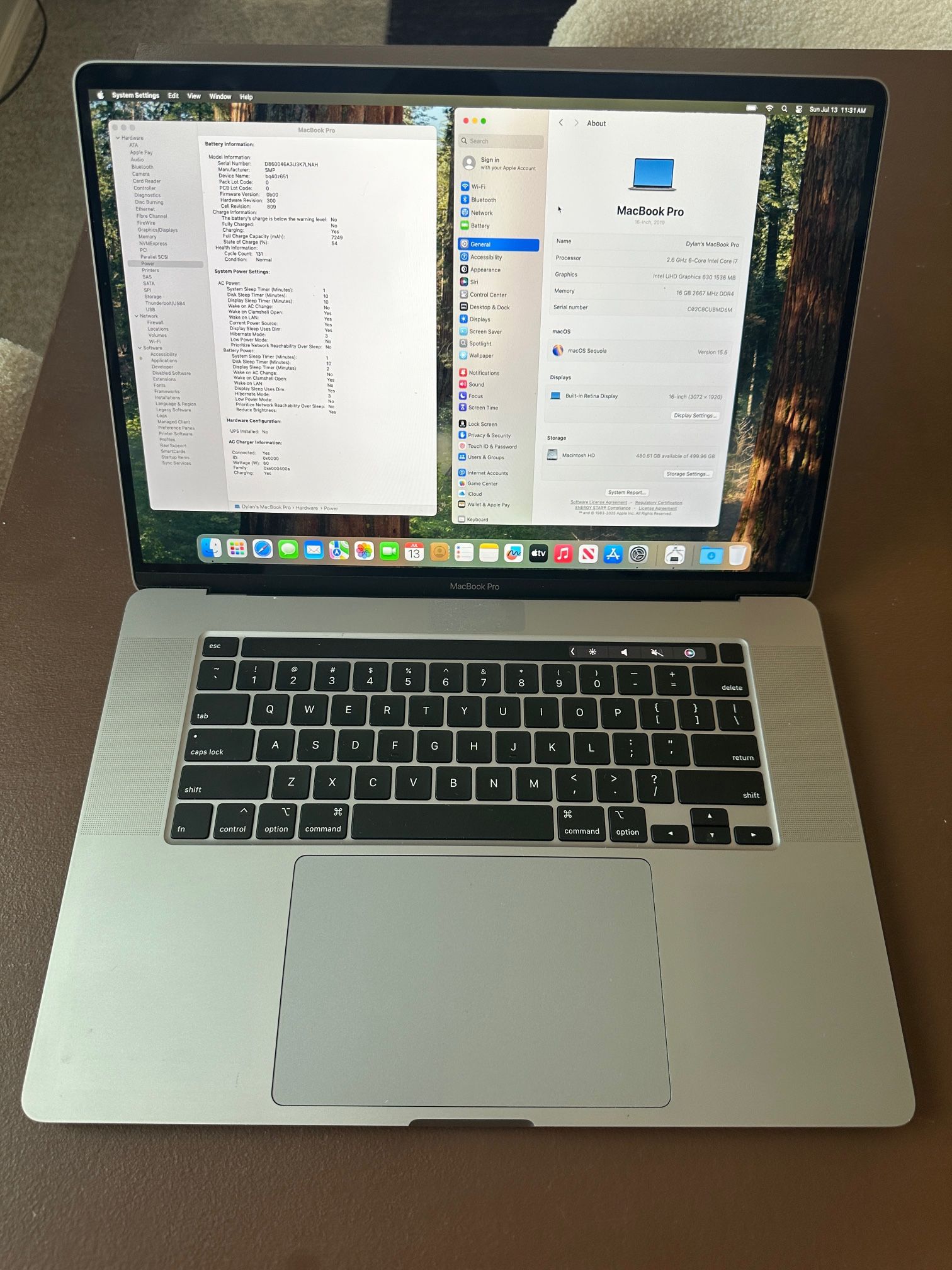 16” MacBook Pro Intel Core i7 16gb RAM 500gb SSD In Good Condition