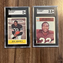 Jim Brown / NFL Hall Of Fame / 1964 & 1966 Cards
