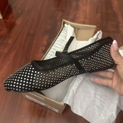 Mesh Rhinestones Women’s Flat