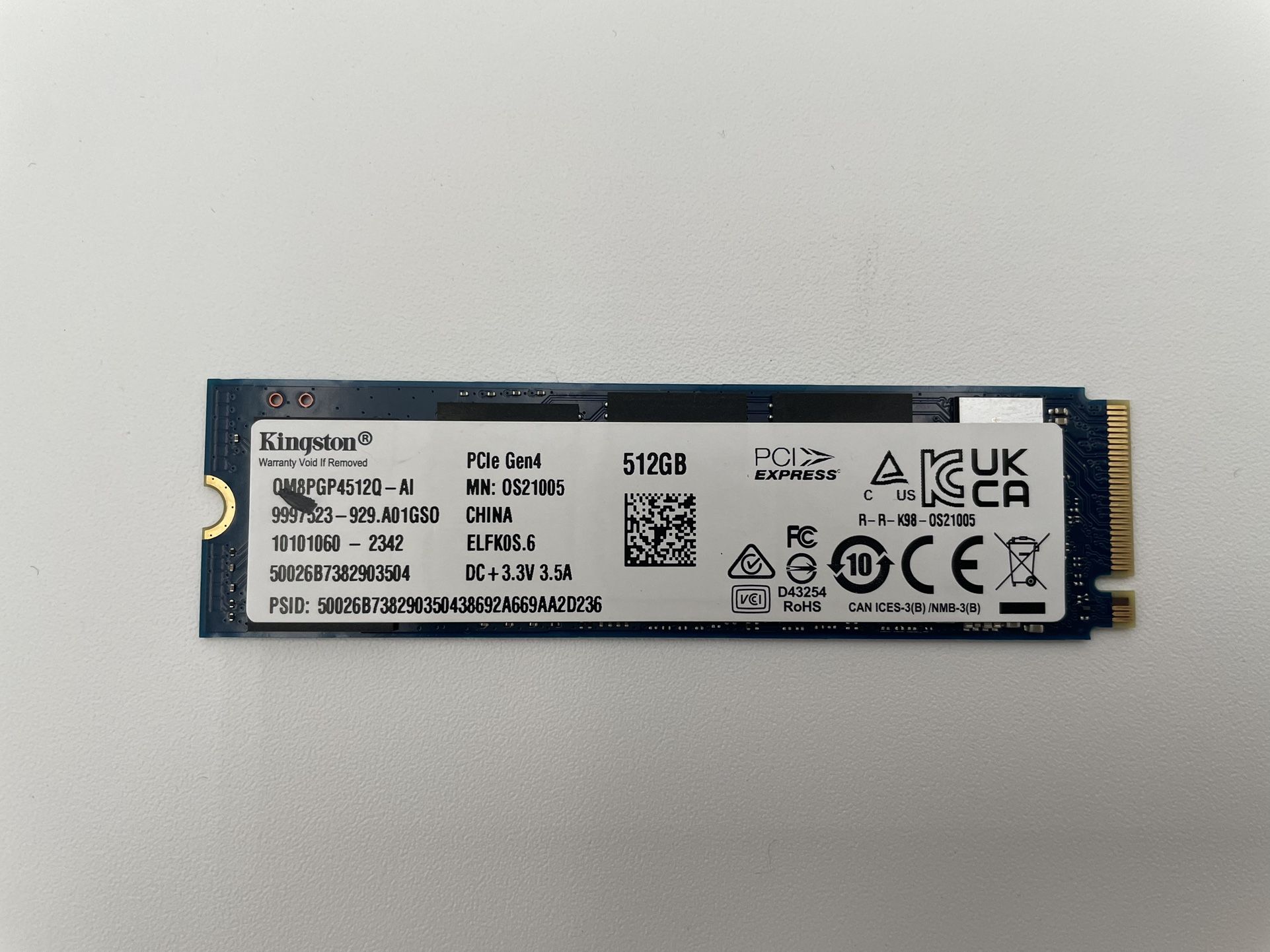 Kingston 512GB NVMe SSD Solid State Drive PCIe Gen 4 EXPRESS 0M8PGP4512Q-AI