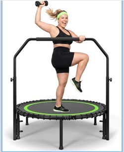 40" Mini Rebounder Trampoline for Adults, 440 Lbs Load, Green Foldable Indoor Trampoline with PP Mat, Alloy Steel Frame, Bungee Cords, Low-Impact Card