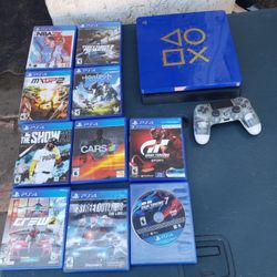 Blue & Black Sony Playstation 4 Slim PS4 1000GB $170! Plus $20! Per Game x 10 is $200 total $300! All combo. Trade are welcome