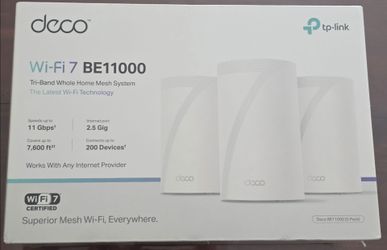 TP-Link – Deco 7 Pro BE11000 Tri-Band Wi-Fi 7 Whole Home Mesh System, 3-Pack