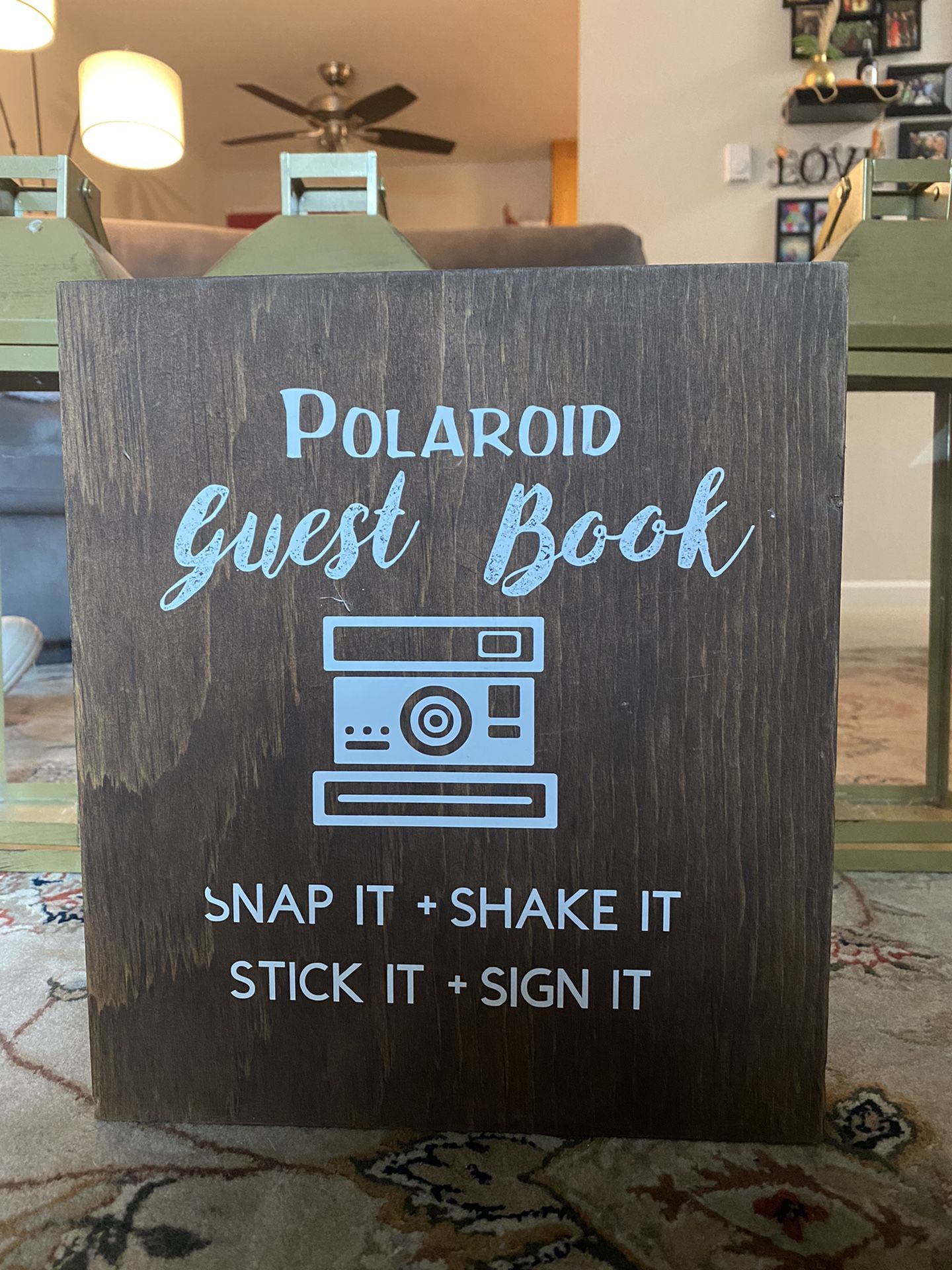 Polaroid Guest Book Wooden Sign 