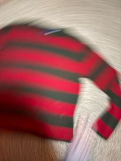 Red and green stripped shirt