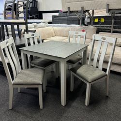 Brand New 5 Pcs Dining Set Grey & White Wash $399 