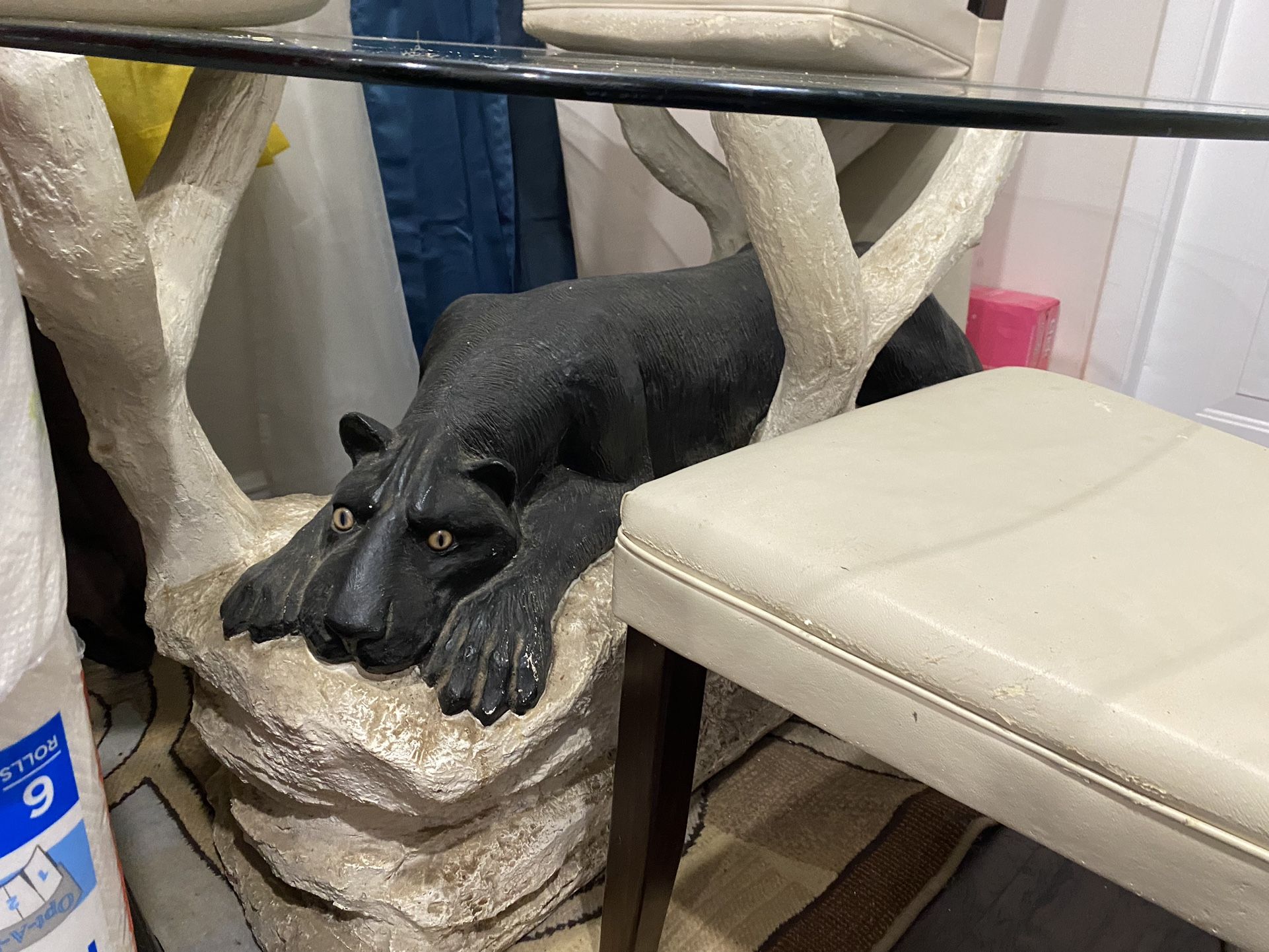 Glass Panther Antique Table