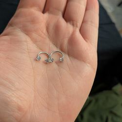 Two Internal Threaded Nose Ring Piercing 20 Gauge 7mm & 8mm (Silver)