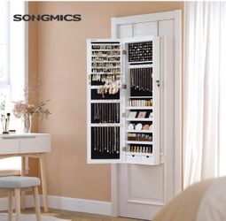 Door Mounted Jewelry Armoire Organizer with Mirror