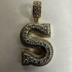 14K Diamond S Pendant 
