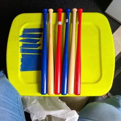 Set Of 6 Mini Wood Baseball Bats