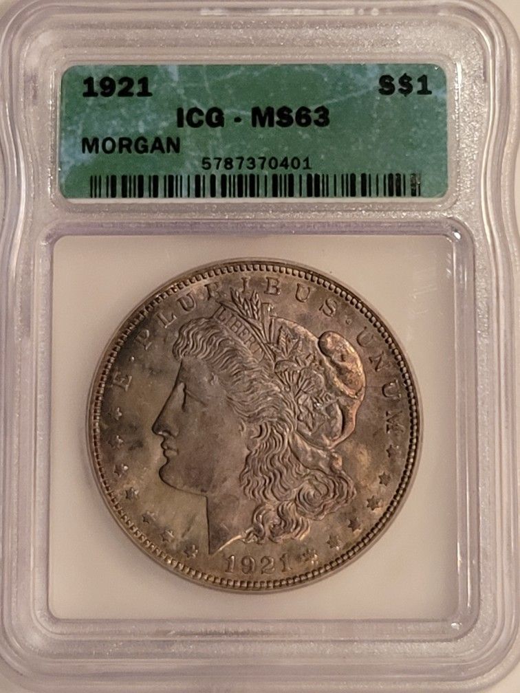 1921 Morgan Silver Dollar ICG MS63 Toned