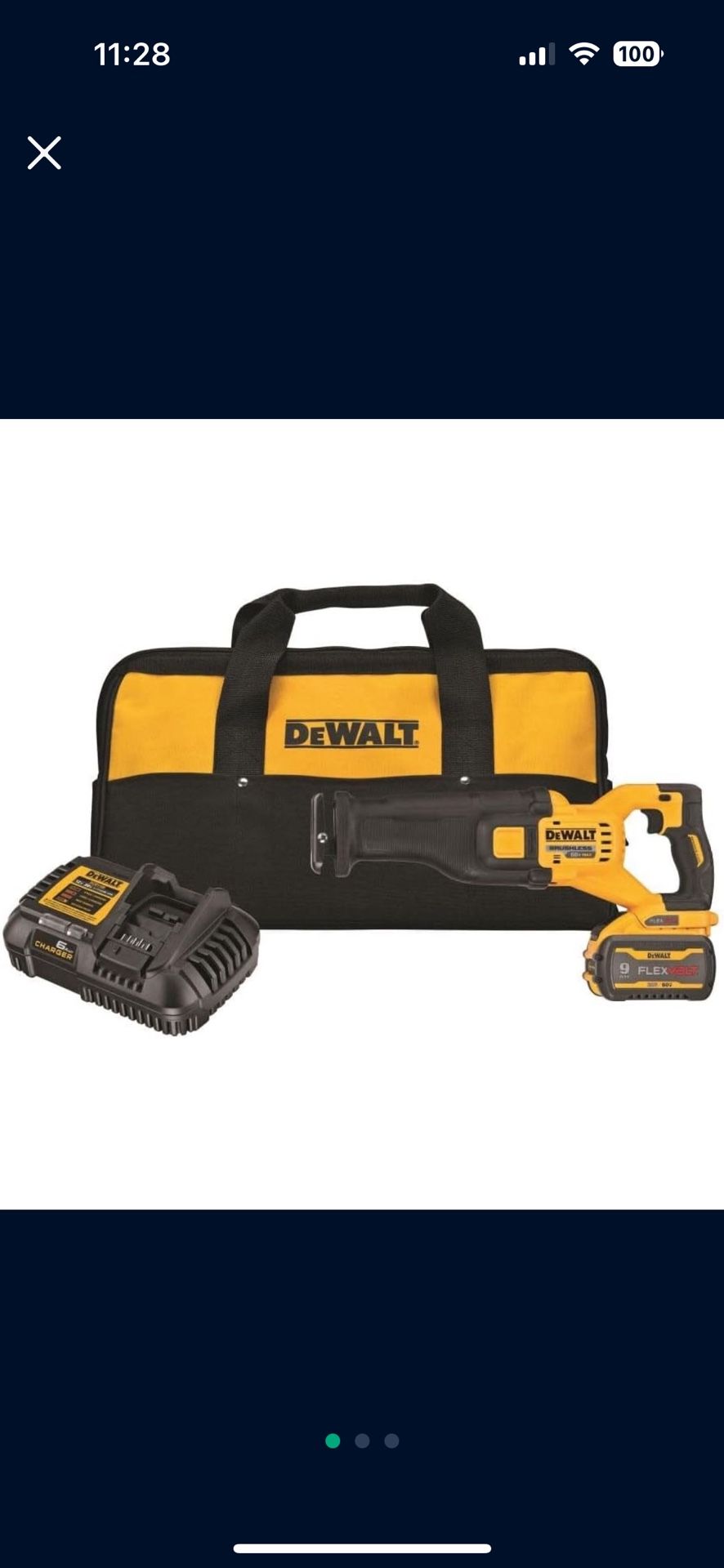 Dewalt Cordless Sawzall Kit w/Bag, Battery & Charger
