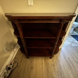 Solid Wood Side Table with 3 Shelves 